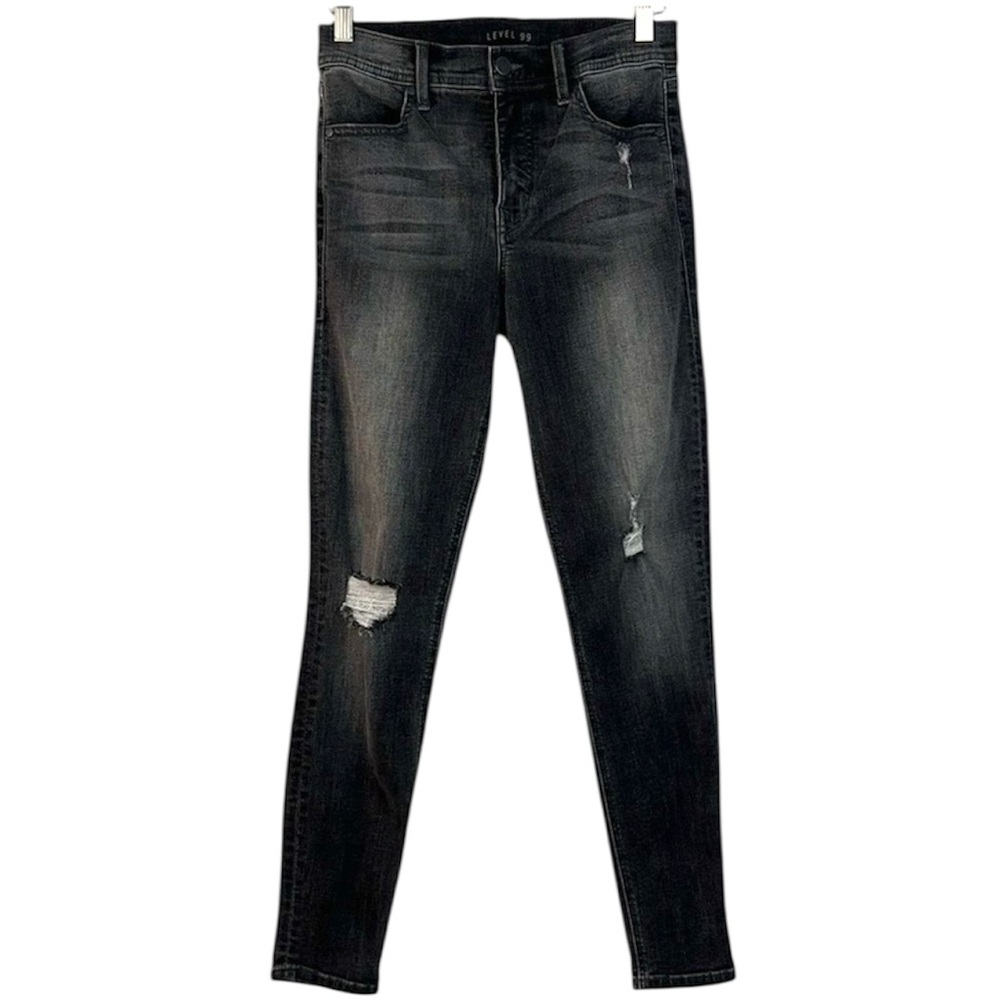 Level 99 Magne Distressed Skinny Jeans Dark Gray Size 27